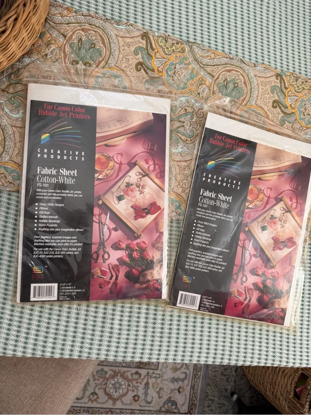 2 Packs Fabric Sheet FS-101 For Canon Color Bubble Jet Printers-9 1/2